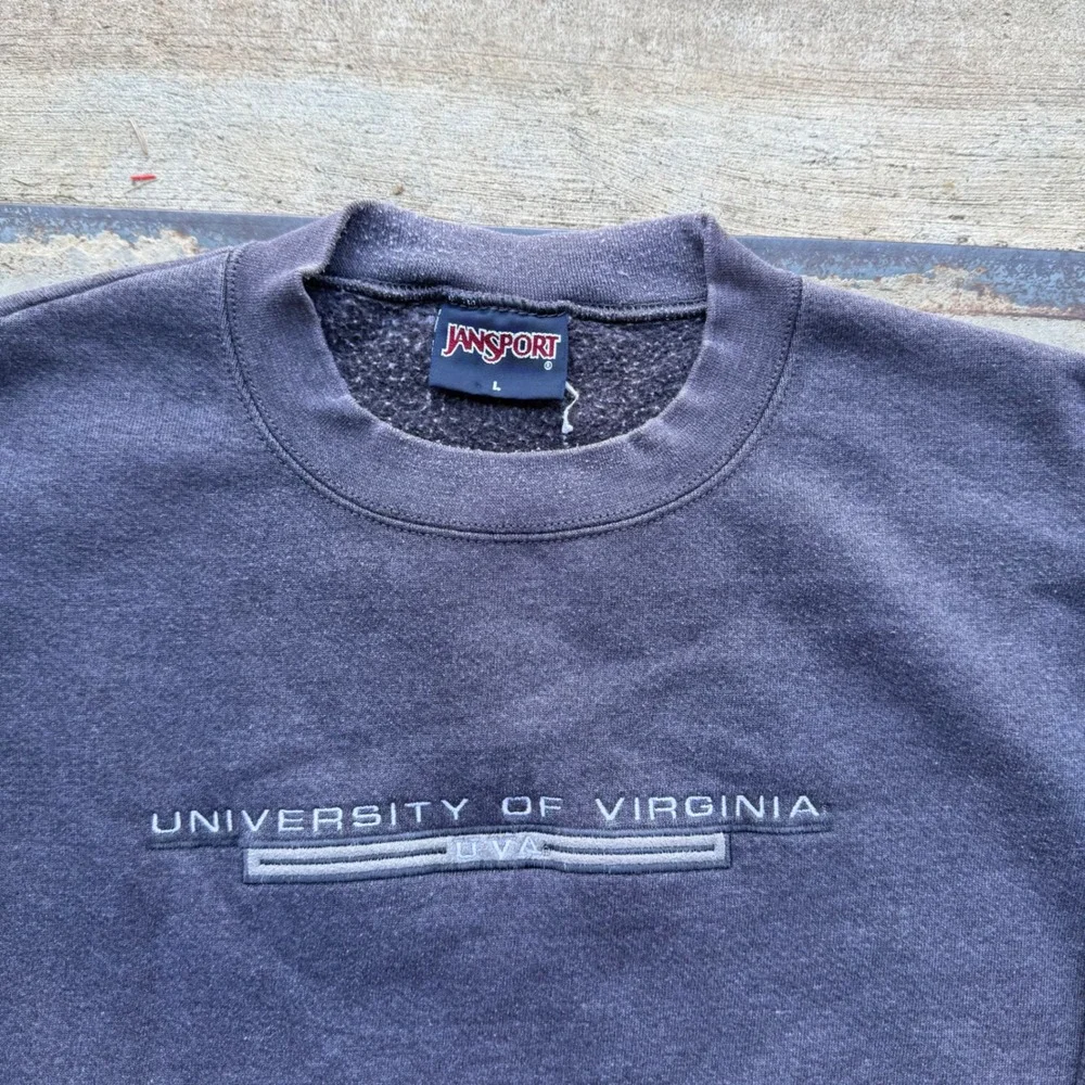 Vintage JanSport University of Virginia UVA Sweatshirt Navy Blue Mens Large